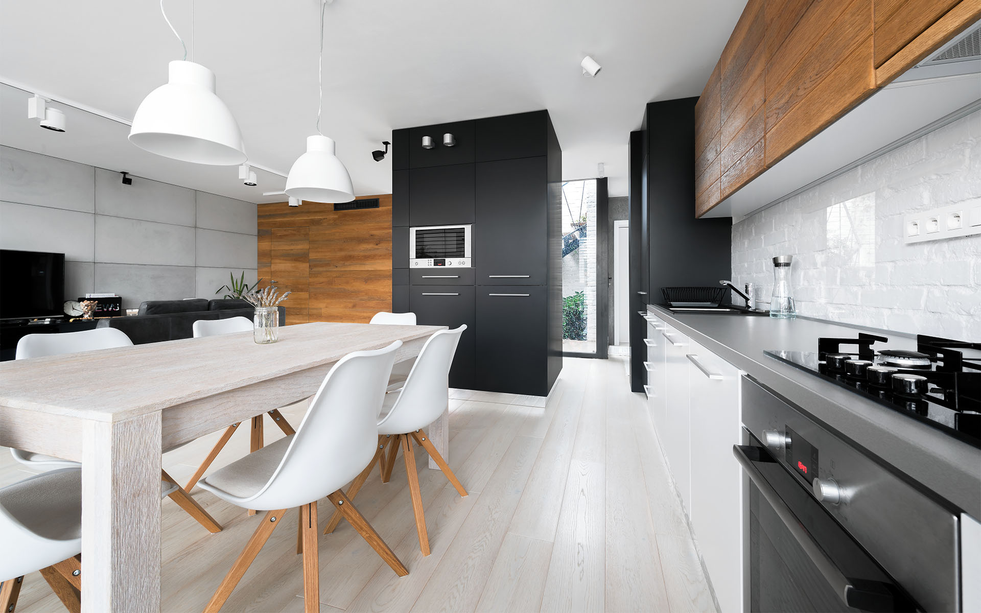 Penthouse, staré mesto, Bratislava, bytový dizajn, dizajnová kuchyňa, biela tehla